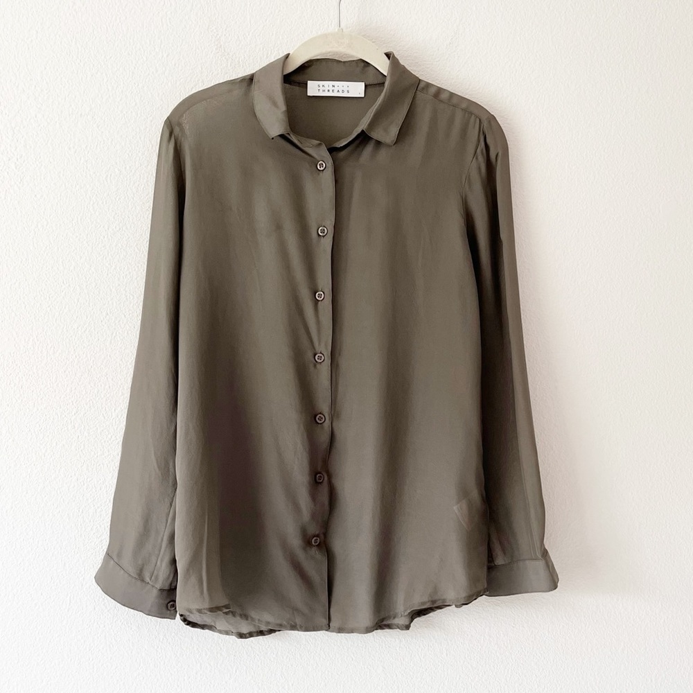 Skin and Threads Silk Button Down Blouse